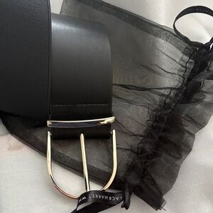 WHBM Black Belt Stretch Belt with Silver Buckle size XL